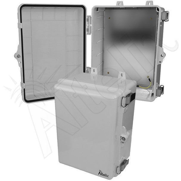 Altelix 12x9x7 IP66 NEMA 4X PC+ABS Weatherproof Utility Box with Hinged Door and Aluminum Mounting Plate - Nema Supply