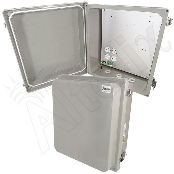 Altelix 14x12x8 Fiberglass Weatherproof NEMA Enclosure with Aluminum Mounting Plate and 120 VAC Outlets - Nema Supply