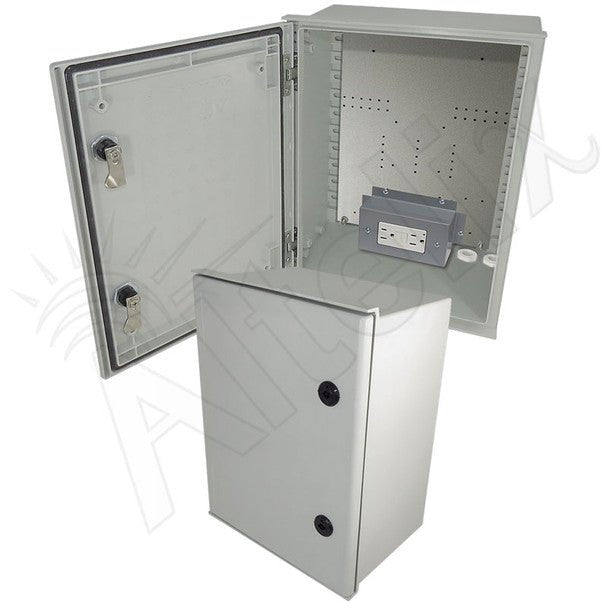 Altelix 16x12x8 NEMA 3X Fiberglass Weatherproof Enclosure with Equipment Mounting Plate & 120 VAC GFCI Outlets - Nema Supply