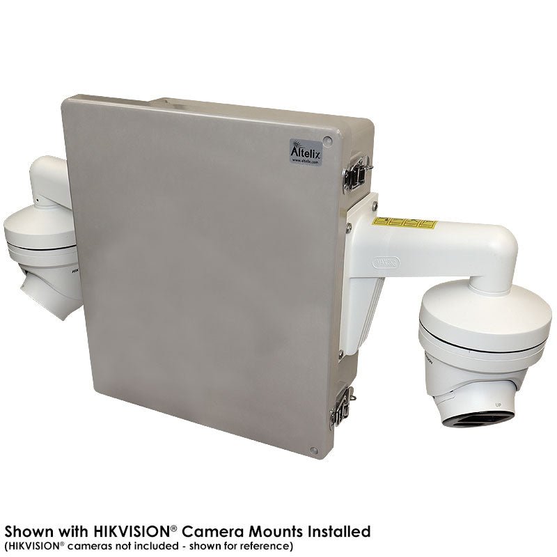 Altelix NEMA 4X Fiberglass Weatherproof Camera Security Cabinet with Two HIKVISION DS - 1273ZJ - 140 Camera Mounts - Nema Supply