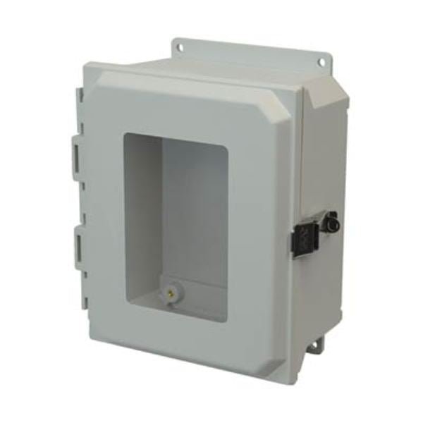 Allied Moulded Ultra - Line Fiberglass Series Enclosure - Hinge Metal Snap Latch Opaque Cover With Window - Nema Supply