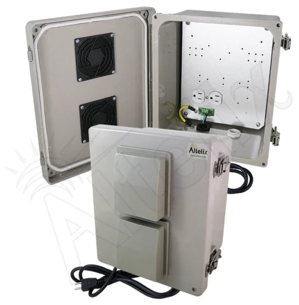 Altelix 10x8x6 Vented Fiberglass Weatherproof NEMA Enclosure with 120 VAC Outlets and Power Cord - Nema Supply