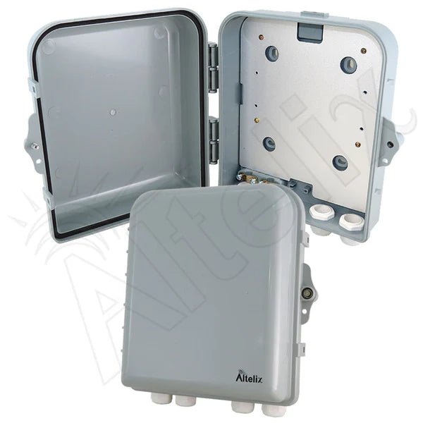 Altelix 10x9x4 IP66 NEMA 4X PC+ABS Weatherproof Utility Box with Hinged Door and Aluminum Mounting Plate - Nema Supply