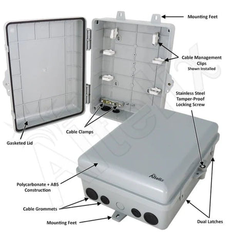 Altelix 12x9x5 IP66 NEMA 4X PC+ABS Weatherproof Utility Box with Hinged Door and Aluminum Mounting Plate - Nema Supply