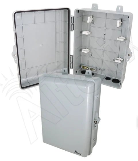 Altelix 12x9x5 IP66 NEMA 4X PC+ABS Weatherproof Utility Box with Hinged Door and Aluminum Mounting Plate - Nema Supply
