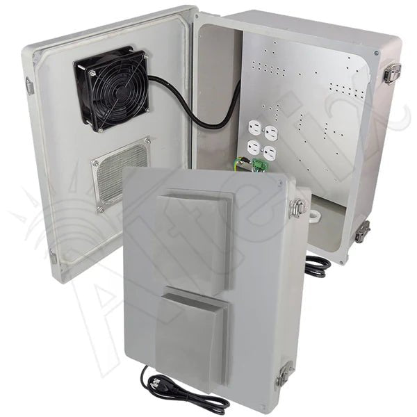 Altelix 14x12x6 Fiberglass Weatherproof Heated NEMA Enclosure with 120 VAC Outlets, Power Cord & 200W Heater with Digital Temperature Controller - Nema Supply