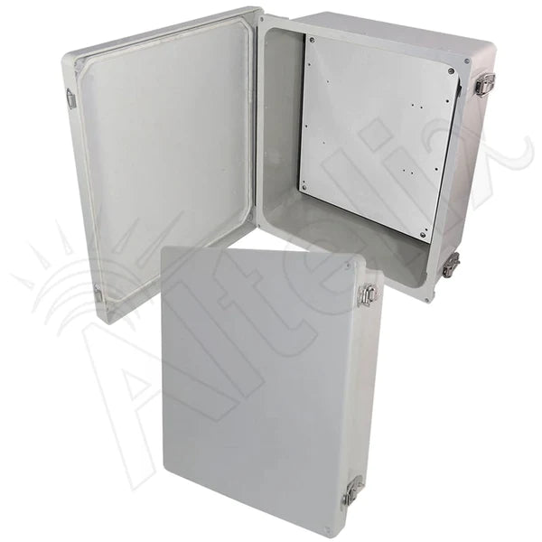 Altelix 14x12x6 Fiberglass Weatherproof NEMA 4X Enclosure with Blank Aluminum Mounting Plate - Nema Supply