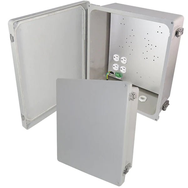 Altelix 14x12x6 Fiberglass Weatherproof NEMA Enclosure with Aluminum Mounting Plate & 120 VAC Outlets - Nema Supply