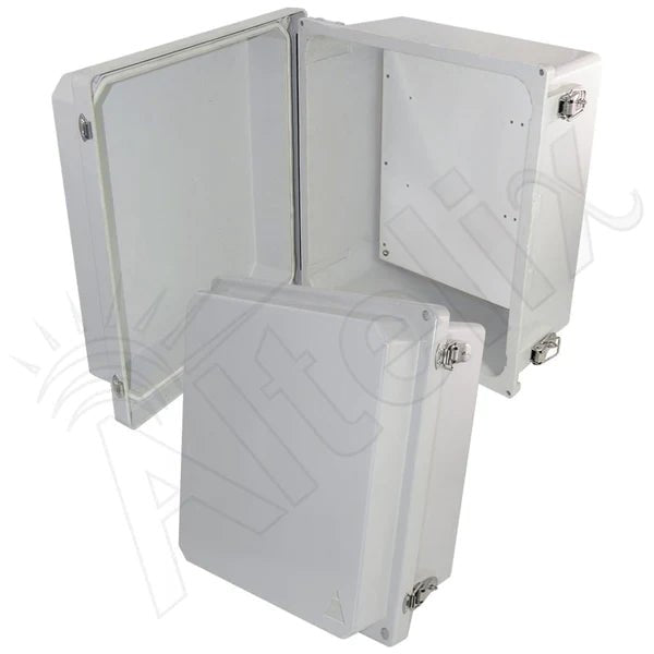 Altelix 14x12x8 Fiberglass Weatherproof NEMA 4X Enclosure with Blank Aluminum Mounting Plate - Nema Supply