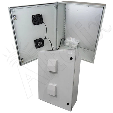 Altelix 32x24x12 Vented Fiberglass Weatherproof NEMA Enclosure with 120 VAC Outlets & Dual 85°F Turn - On Cooling Fans - Nema Supply