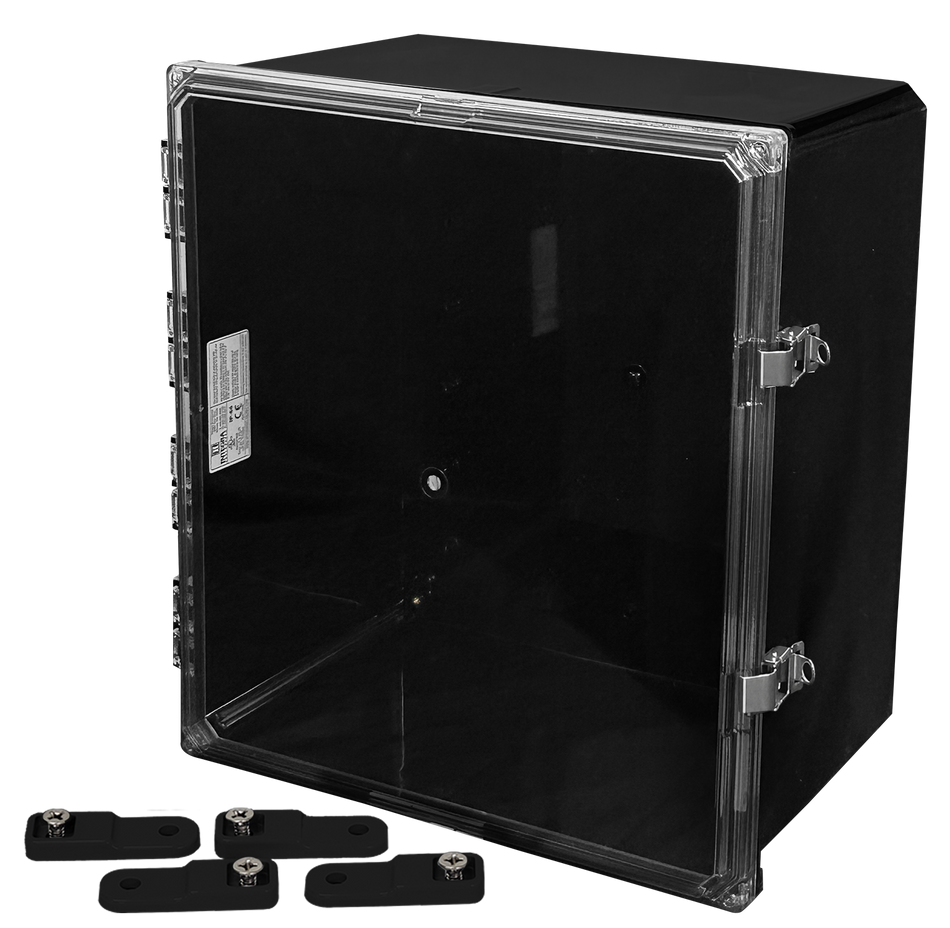 Integra Premium Series Polycarbonate Enclosure with Hinge Clear Locking Latch Cover (BLACK)
