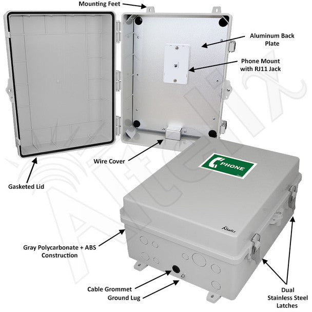 Altelix Weatherproof Phone Call Box 17x14x6 Gray