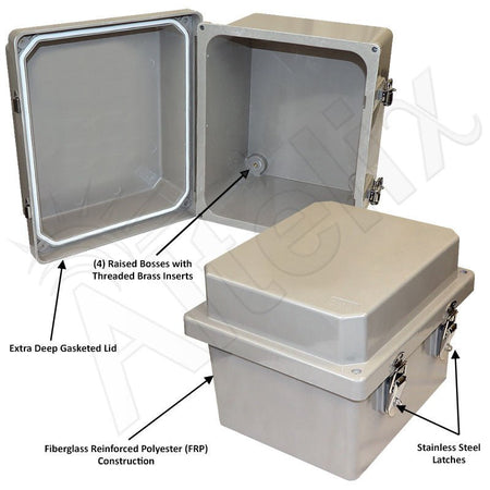 Altelix 10x8x8 Fiberglass Weatherproof NEMA 4X Enclosure with Quick Release Latches - Nema Supply