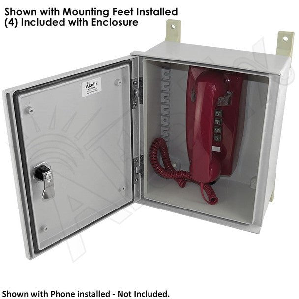 Altelix 12x10x6 Fiberglass Outdoor Weatherproof NEMA 3X Phone Call Box with Emergency Phone Label - Nema Supply