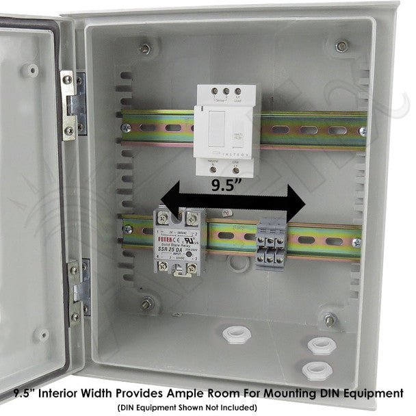 Altelix 12x10x6 Industrial DIN Rail Enclosure Fiberglass NEMA 3X IP65 - Nema Supply