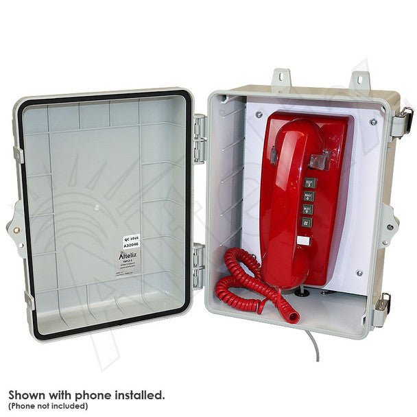 Altelix 12x9x7 IP66 NEMA 4X Outdoor Weatherproof Emergency Phone Call Box with Emergency Phone Label - Nema Supply