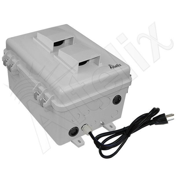 Altelix 12x9x7 PC+ABS Weatherproof Vented Utility Box NEMA Enclosure with Cooling Fan, 120 VAC Outlet & Power Cord - Nema Supply