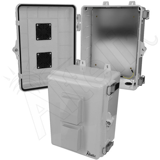 Altelix 12x9x7 PC+ABS Weatherproof Vented Utility Box NEMA Enclosure with Hinged Door and Aluminum Mounting Plate - Nema Supply