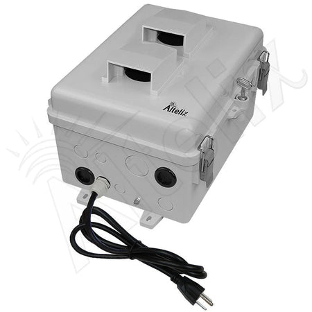 Altelix 12x9x7 Polycarbonate Vented Enclosure with Aluminum Equipment Mounting Plate & 120 VAC Outlets & Power Cord - Nema Supply