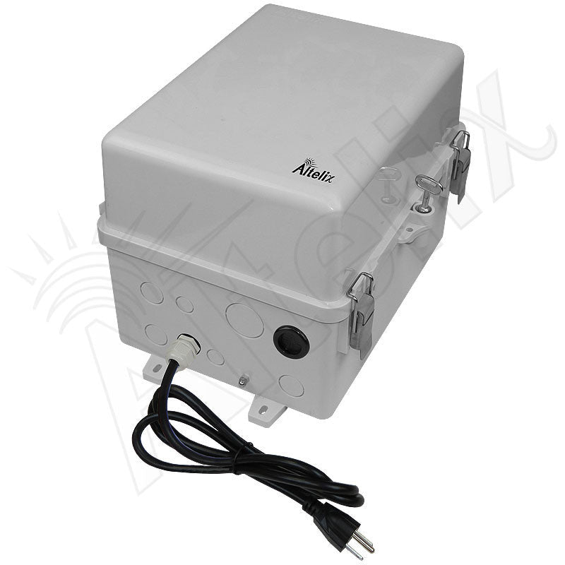 Altelix 12x9x9 NEMA 4X Polycarbonate Heated Enclosure with Aluminum Equipment Mounting Plate, 120 VAC Outlets, & Power Cord - Nema Supply