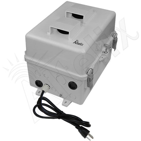 Altelix 12x9x9 Polycarbonate + ABS Vented RF Transparent Outdoor WiFi Enclosure with Cooling Fan, 120 VAC Outlets & Power Cord - Nema Supply