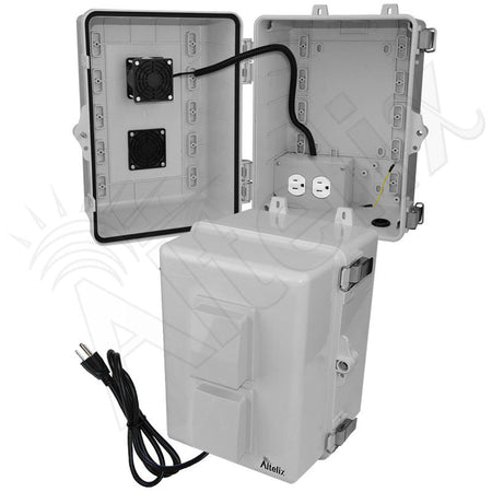 Altelix 12x9x9 Polycarbonate + ABS Vented RF Transparent Outdoor WiFi Enclosure with Cooling Fan, 120 VAC Outlets & Power Cord - Nema Supply