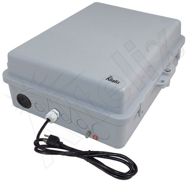 Altelix 14x11x5 Polycarbonate + ABS RF Transparent Outdoor WiFi Enclosure with No - Drill PVC Equipment Mounting Plate, 120 VAC Outlets & Power Cord - Nema Supply