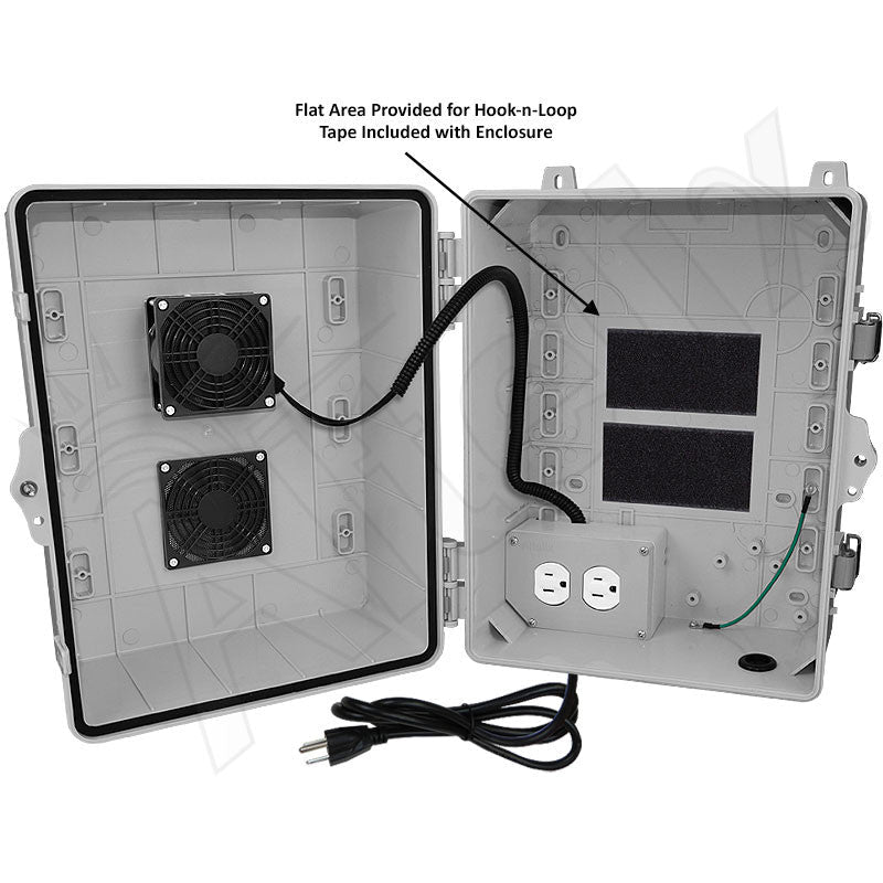 Altelix 14x11x9 Polycarbonate Vented Enclosure with Cooling Fan, 120 VAC Outlets, & Power Cord - Nema Supply