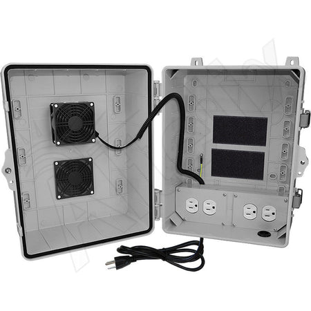 Altelix 14x11x9 Polycarbonate Vented Enclosure with Cooling Fan, 120 VAC Outlets, & Power Cord 85°F - Nema Supply