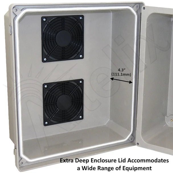 Altelix 14x12x10 Fiberglass Vented Weatherproof NEMA Enclosure with Blank Aluminum Mounting Plate - Nema Supply