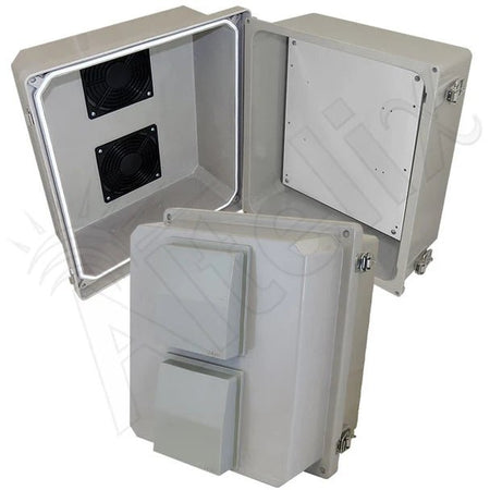 Altelix 14x12x10 Fiberglass Vented Weatherproof NEMA Enclosure with Blank Aluminum Mounting Plate - Nema Supply