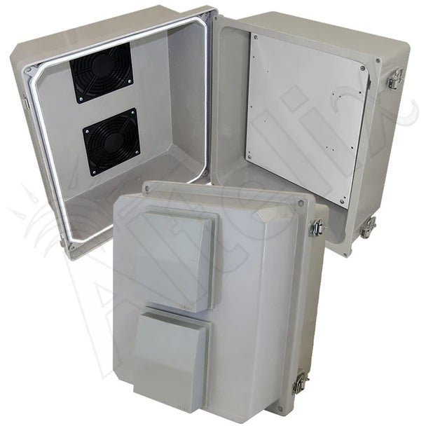 Altelix 14x12x10 Fiberglass Vented Weatherproof NEMA Enclosure with Blank Aluminum Mounting Plate - Nema Supply