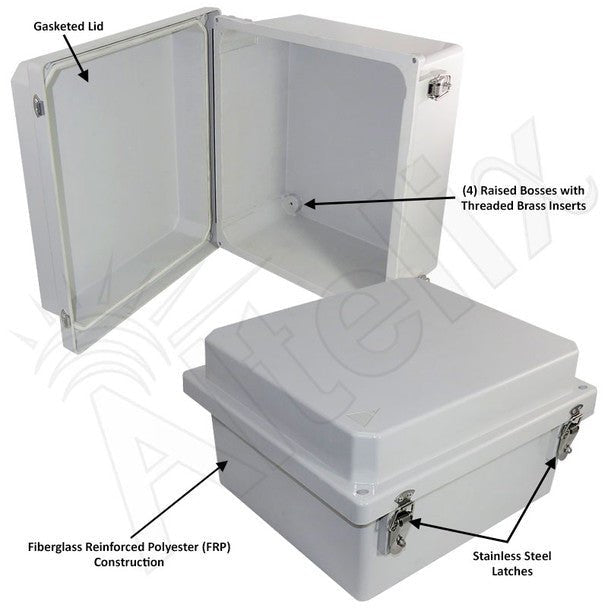 Altelix 14x12x10 Fiberglass Weatherproof NEMA 4X Enclosure - Nema Supply