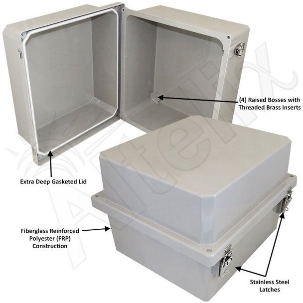 Altelix 14x12x10 Fiberglass Weatherproof NEMA 4X Enclosure - Nema Supply