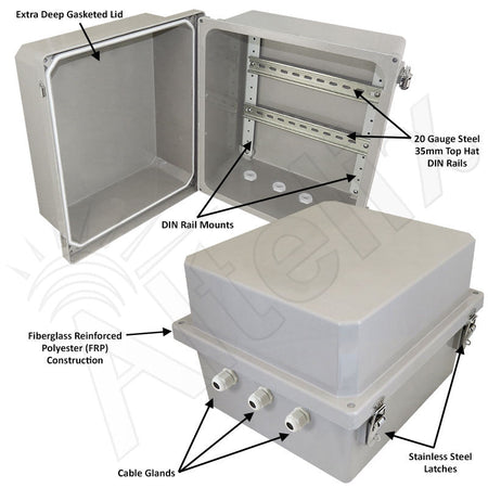 Altelix 14x12x10 Fiberglass Weatherproof NEMA 4X Enclosure (Copy) - Nema Supply