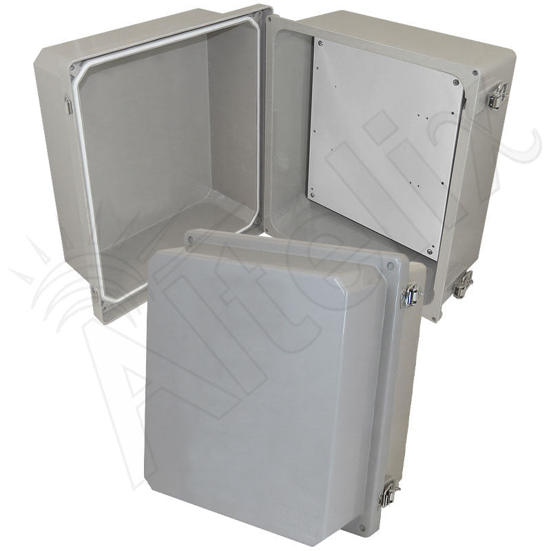 Altelix 14x12x10 Fiberglass Weatherproof NEMA 4X Enclosure with Blank Aluminum Mounting Plate - Nema Supply