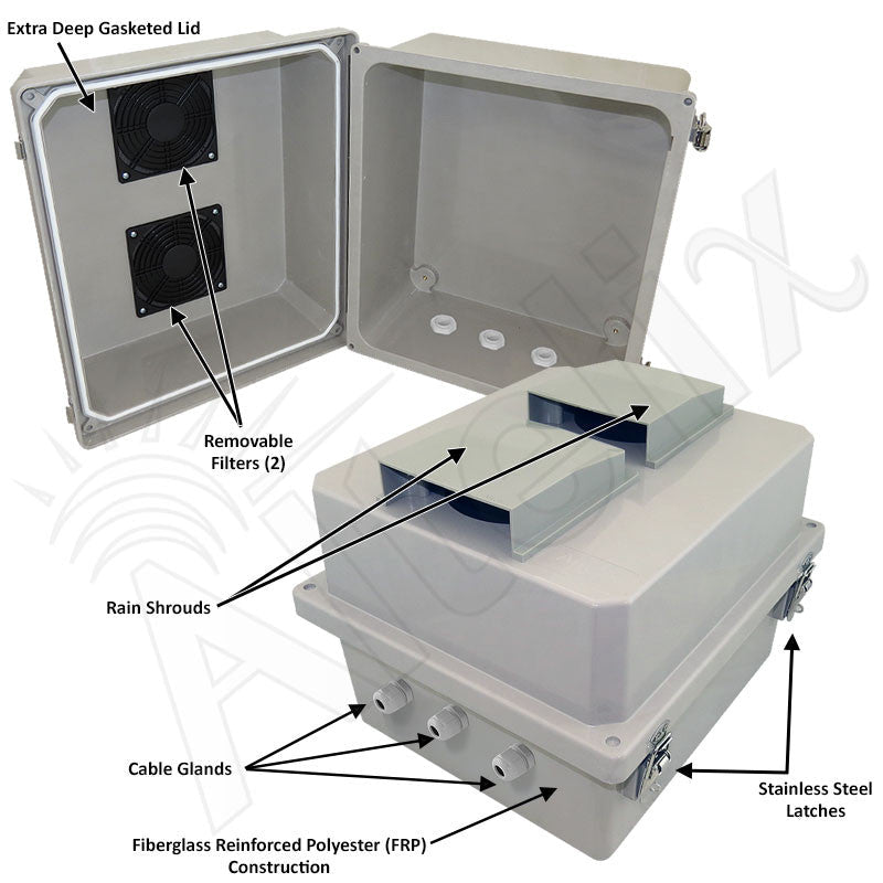 Altelix 14x12x10 Fiberglass Weatherproof Vented NEMA Enclosure - Nema Supply