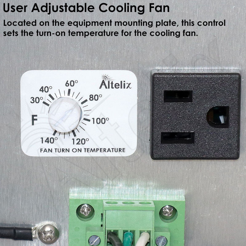 Altelix 14x12x10 Fiberglass Weatherproof Vented NEMA Enclosure with Adjustable Cooling Fan, 120 VAC Outlets & Power Cord - Nema Supply