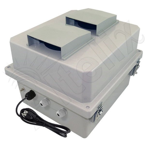 Altelix 14x12x10 Fiberglass Weatherproof Vented NEMA Enclosure with Cooling Fan, 120 VAC Outlets & Power Cord - Nema Supply