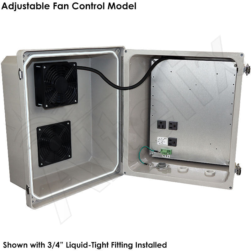 Altelix 14x12x10 Fiberglass Weatherproof Vented NEMA Enclosure with Cooling Fan and 120 VAC Outlets - Nema Supply
