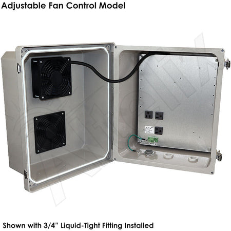Altelix 14x12x10 Fiberglass Weatherproof Vented NEMA Enclosure with Cooling Fan and 120 VAC Outlets - Nema Supply