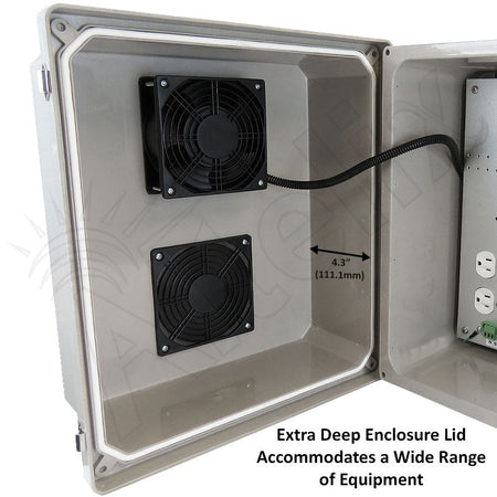 Altelix 14x12x10 Fiberglass Weatherproof Vented NEMA Enclosure with Cooling Fan and 120 VAC Outlets - Nema Supply