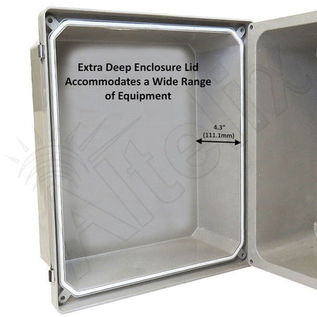 Altelix 14x12x10 NEMA 4X Fiberglass Weatherproof RF Transparent Wireless Enclosure with No - Drill PVC Equipment Mounting Plate - Nema Supply