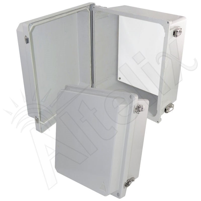 Altelix 14x12x10 NEMA 4X Fiberglass Weatherproof RF Transparent Wireless Enclosure with No - Drill PVC Equipment Mounting Plate - Nema Supply