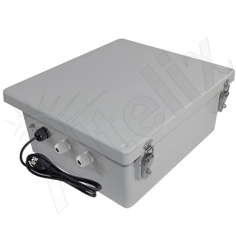 Altelix 14x12x6 Fiberglass Weatherproof Heated NEMA Enclosure with 120 VAC Outlets, Power Cord & 200W Heater with Digital Temperature Controller - Nema Supply