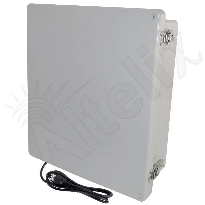 Altelix 14x12x6 Fiberglass Weatherproof Heated NEMA Enclosure with 120 VAC Outlets, Power Cord & 200W Heater with Digital Temperature Controller - Nema Supply