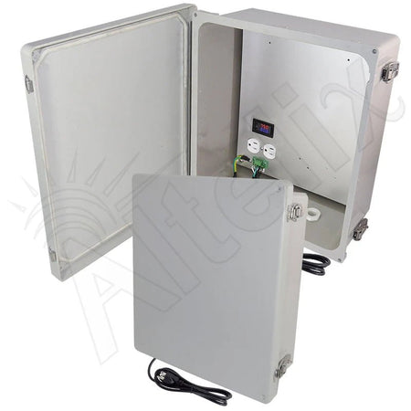 Altelix 14x12x6 Fiberglass Weatherproof Heated NEMA Enclosure with 120 VAC Outlets, Power Cord & 200W Heater with Digital Temperature Controller - Nema Supply
