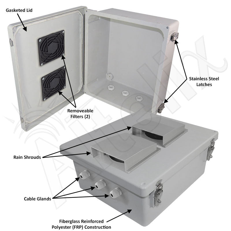 Altelix 14x12x6 Fiberglass Weatherproof Vented NEMA Enclosure - Nema Supply