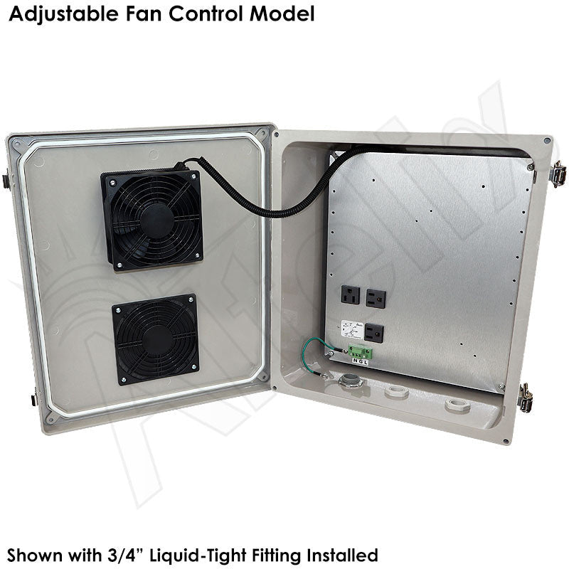 Altelix 14x12x6 Fiberglass Weatherproof Vented NEMA Enclosure with Cooling Fan and 120 VAC Outlets - Nema Supply