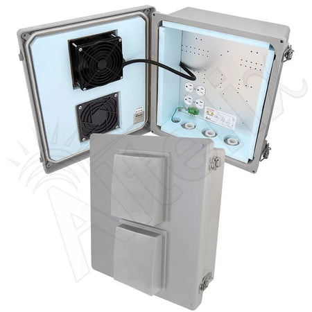 Altelix 14x12x6 Insulated Fiberglass Weatherproof Vented NEMA Enclosure with Cooling Fan and 120 VAC Outlets - Nema Supply